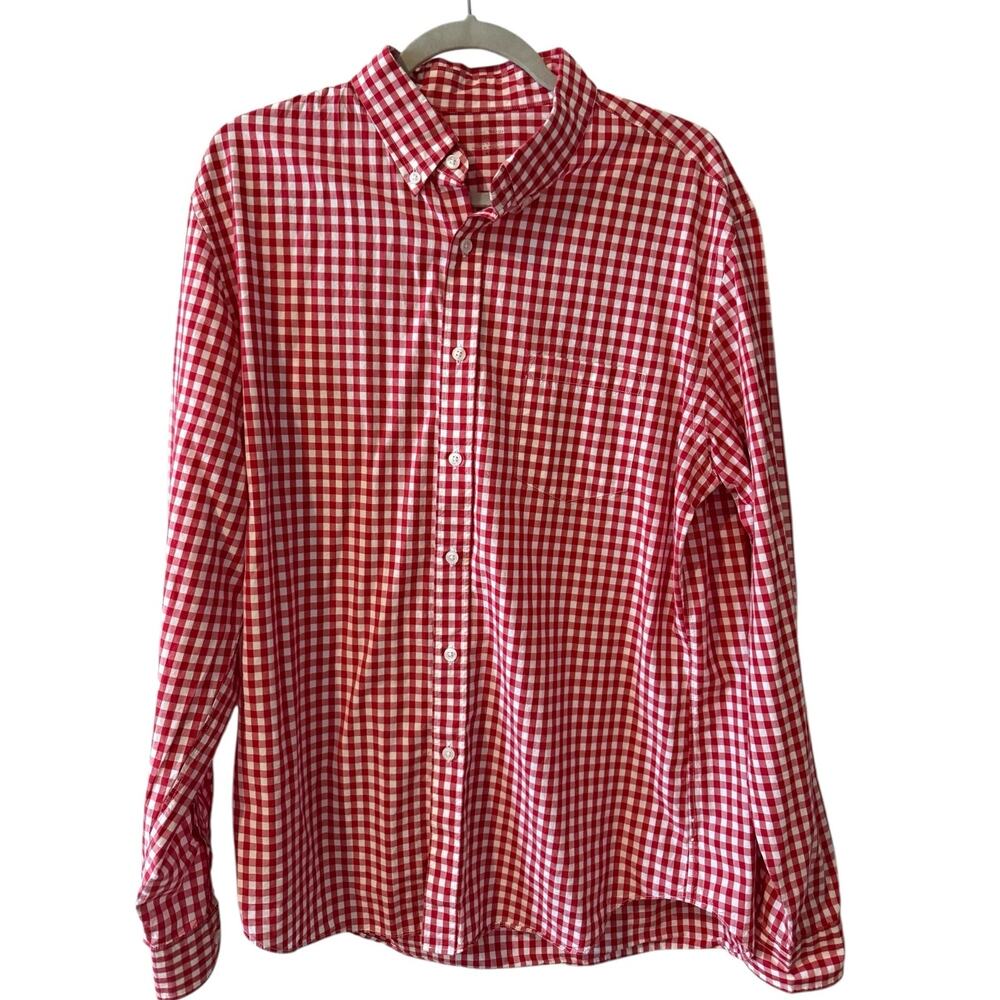 J Crew Picnic Check Lightweight Button Down Shirt Red White L